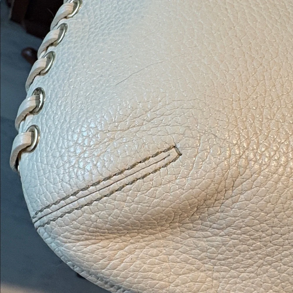 Dooney & Bourke Vintage Shoulder Bag pebbled leather Cream/gold tone lace up